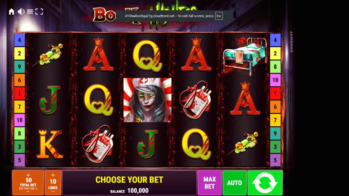 Isang madilim at nakakatakot na asylum setting sa Book of Madness Deluxe slot.